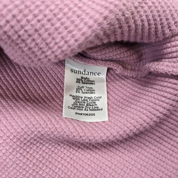 Sundance Top Women's Small P Pink Purple Thermal Waffle Shirt Button Cuffs - Picture 7 of 7